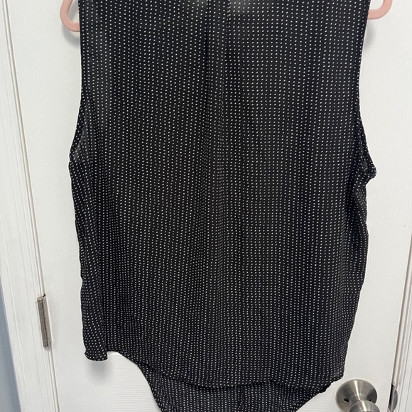 Adrianna papell black sheer button down collar sleeveless top XL - Picture 6 of 7